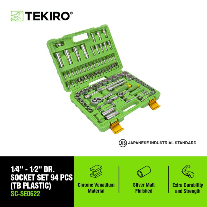 TEKIRO 1/4 INCH - 1/2 INCH SOCKET SET PLASTIK 94 PCS /KUNCI SOCK SET