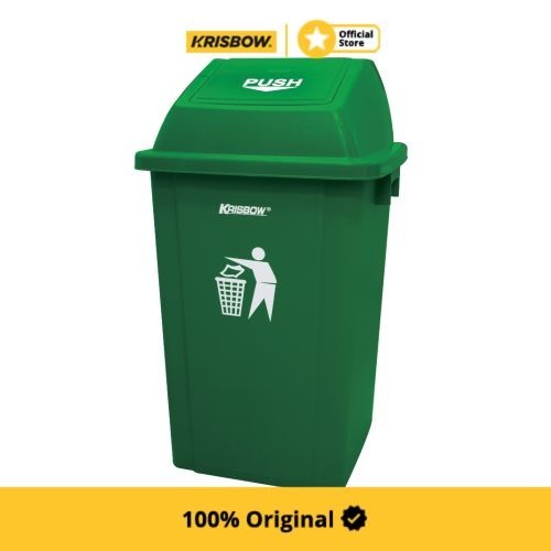 Krisbow Dust Bin Tempat Sampah Outdoor Push Cover 60 Ltr - Hijau