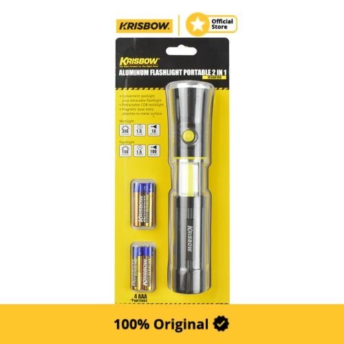 Krisbow Lampu Senter Aluminium Led Flashlight 300 Lm 4Xaaa