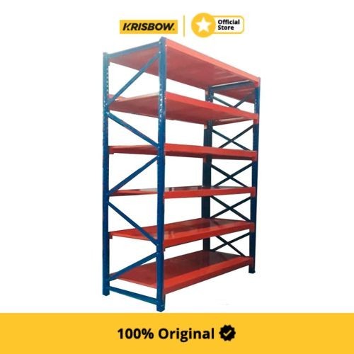 Krisbow Shelving Steel Rak Besi 6 Rows Industrial - Oranye