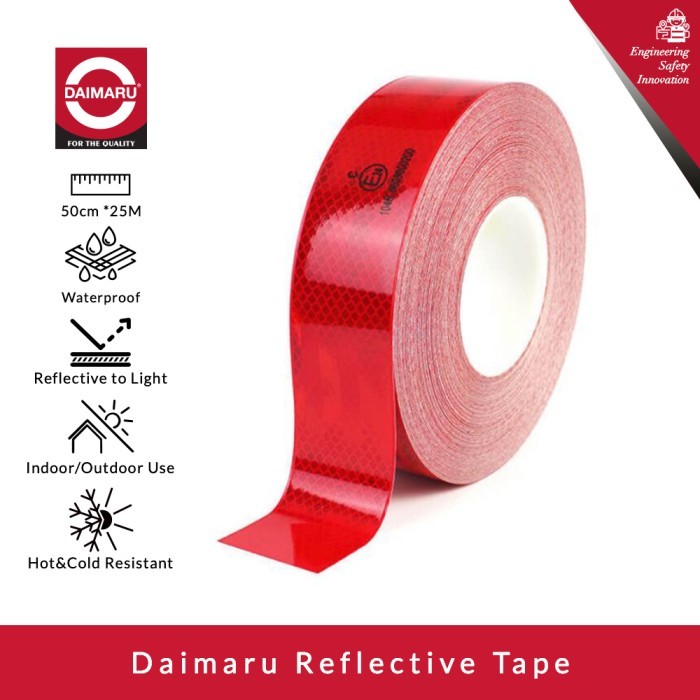 Daimaru Reflective Tape Safety Sticker Diamond Scotlite 50mmx25M - Merah