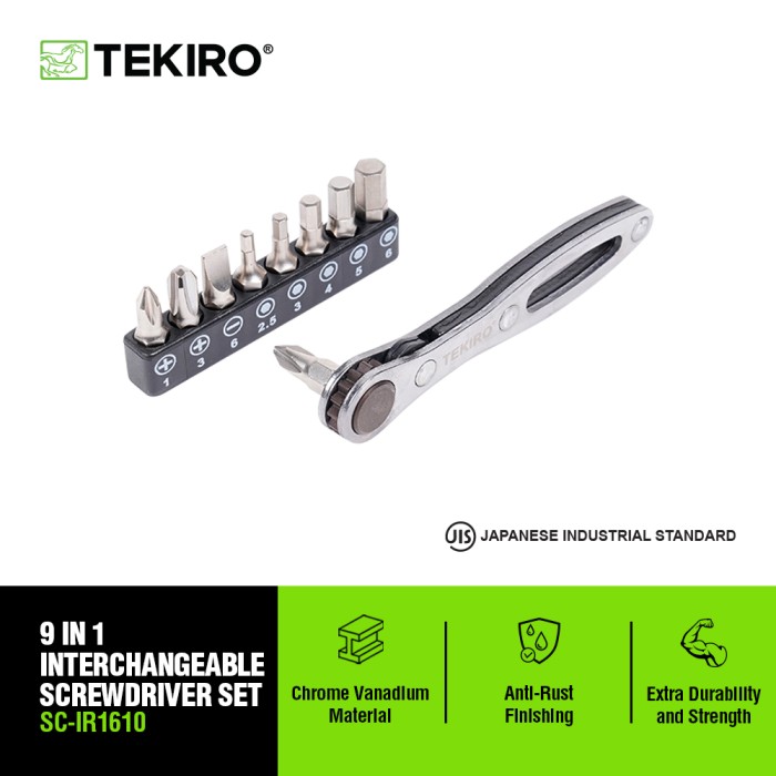 TEKIRO INSERT RATCHET SCREWDRIVER 9 PCS BITS