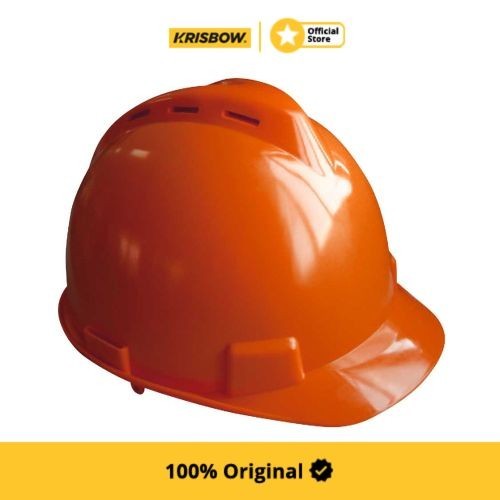 Krisbow Brim Vented Helm Keselamatan Kerja Hdpe - Oranye