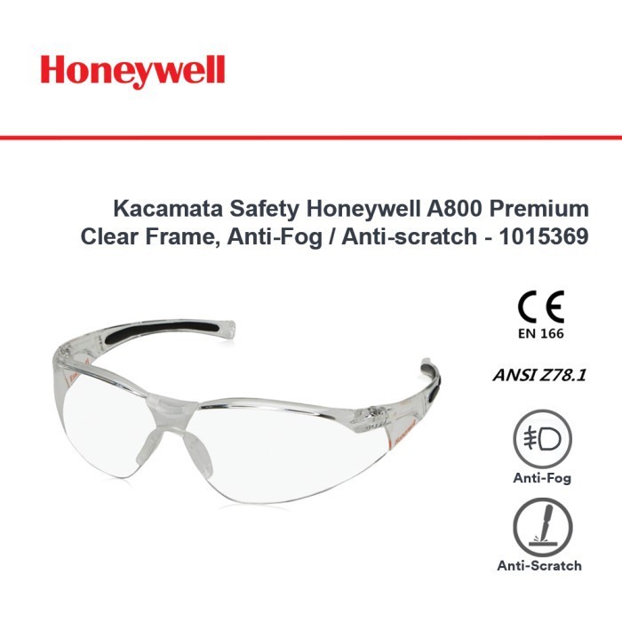 Honeywell Kacamata Safety A800 Premium Clear Frame - 1015369