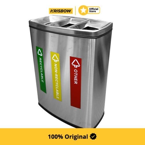 Krisbow Dust Bin Tempat Sampah Outdoor 3 Kompartemen 30 Ltr