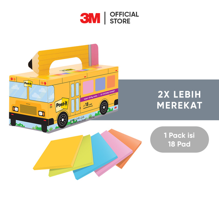 3M™ Post-it® Super Sticky Notes, 654-18SSBUS, 2x L