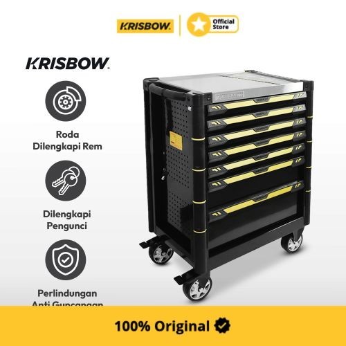 Krisbow Tool Drawer Troli Perkakas 7D 5S/1M/1L Lpdbl7 Hitam