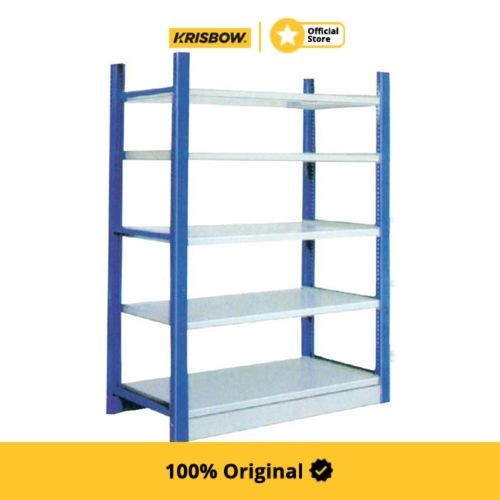 Krisbow Shelving Steel Rak Besi 5 Rows 180X60X200 Cm - Biru