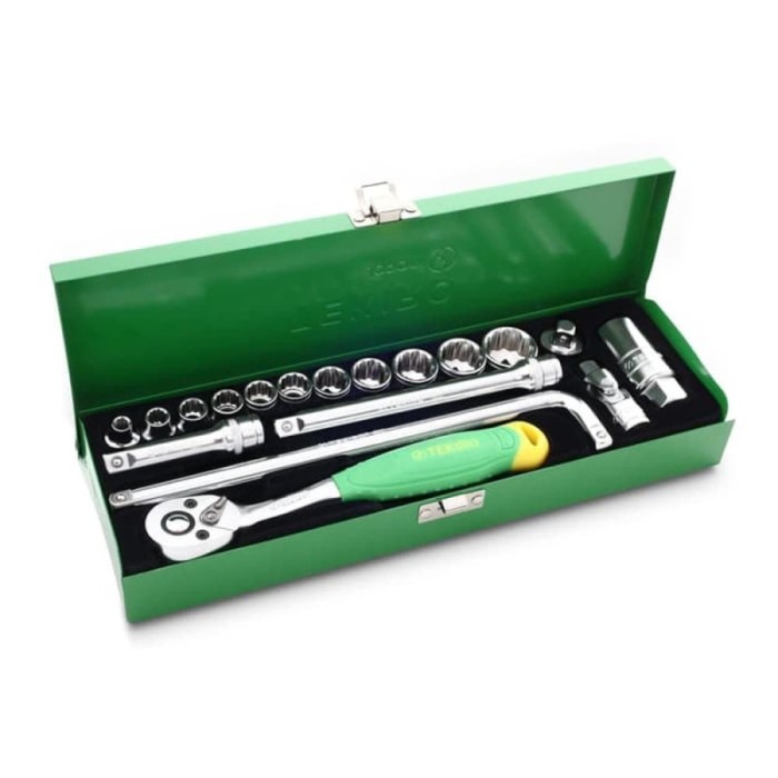 TEKIRO 3/8 INCH SOCKET SET 12 PT 6 - 22 MM 18 PCS / KUNCI SOCK SET