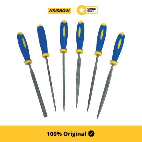 krisbow set alat kikir 16 cm 6 pcs - biru